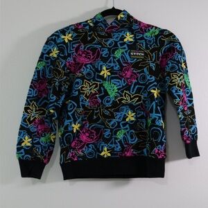 Disney Stitch Hoodie Kids Black multicolor neon Size 7/8 STITCH